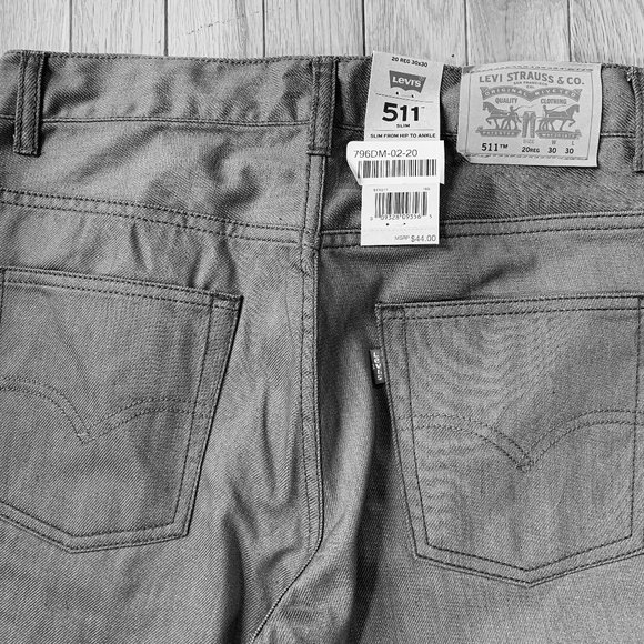 Levis 511 Slim Fit Jeans Big Boys Sz 20 Silver/Grey 30”x30”. NEW - Picture 3 of 7